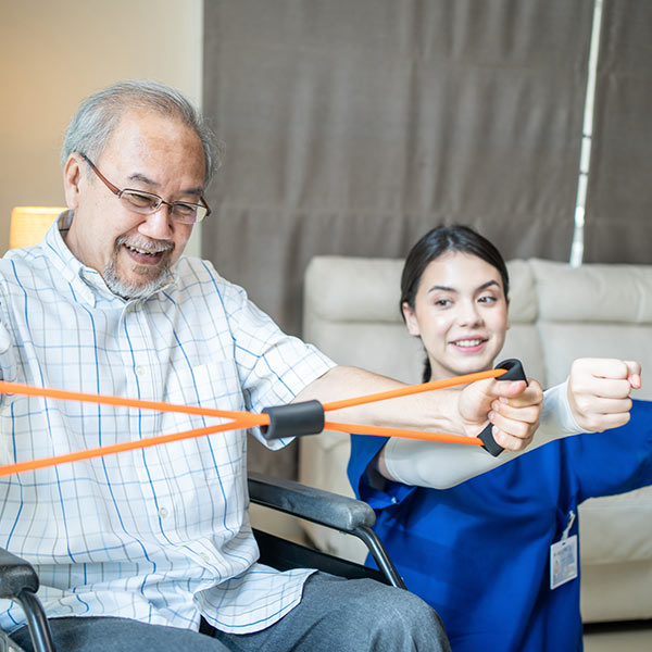 resident doing physical therapy